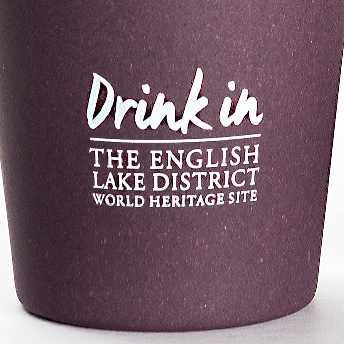 Close up of englsih lake district world heritage logo on coffee cup