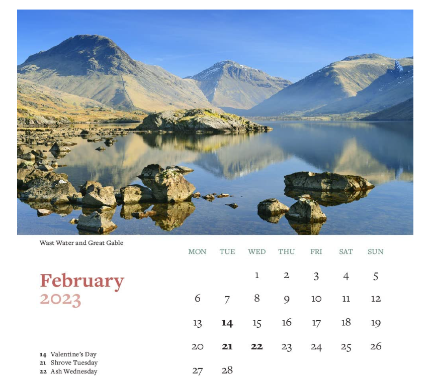 Lake District Desk Calendar 2023